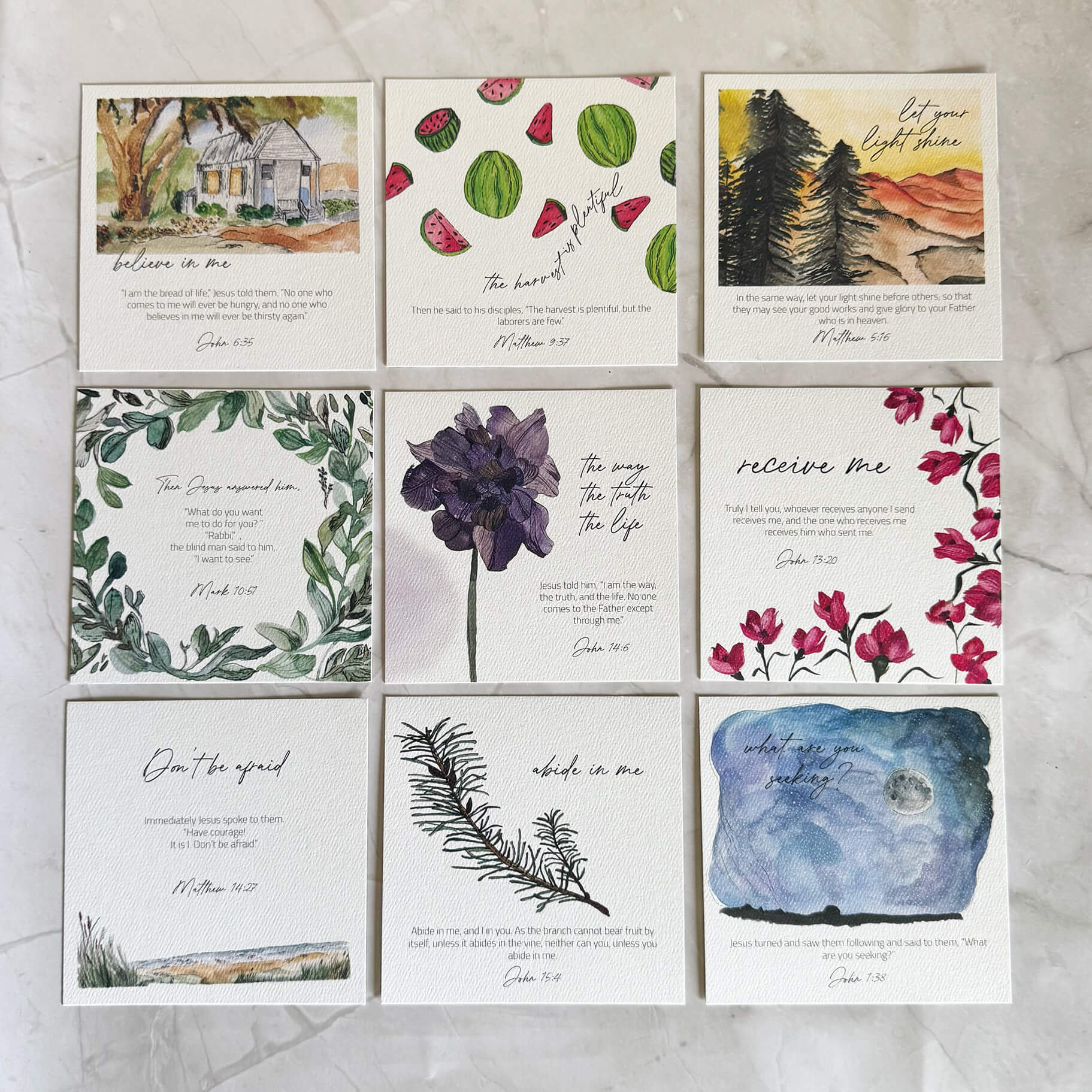 Memory Verse Scripture Cards: Invitations of Jesus - Set of 31 with Oak Stand | Daily Devotional Cards - Image 2